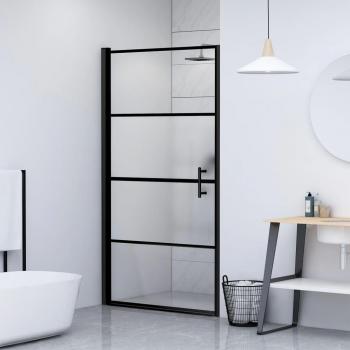 VidaXL Adjustable Shower Door 91x195 cm Black Glass