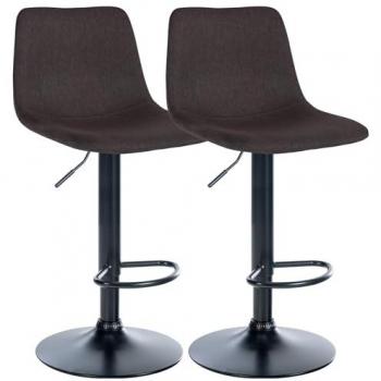 Taburetes Divo 2‑Unidades – Gris Topo, Tela + Metal Negro Mate