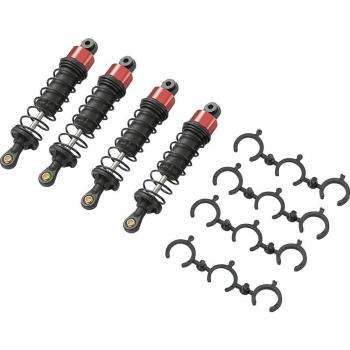 Reely 1:10 Ammortizzatori a olio in alluminio Rosso (metallico) con molle Nero 80 mm 4 pz