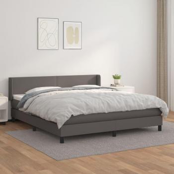 Letto a Molle con Materasso Grigio 180x200 cm in Similpelle