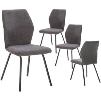 Ensemble de 4 chaises de bureau Jasda, tissu + simili gris anthracite
