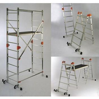 4 Gierre Kreo Chafaudage Moyen, 144 × 62 × 212 cm, Acier Peint, marche bois inclus