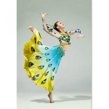 Modern Peacocks & Silk: Dai National Dance Outfit for Women