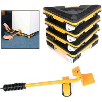 Kit de Herramientas para Mover Muebles, Rodillo Móvil de 4 Ruedas, Juego de 5 Piezas