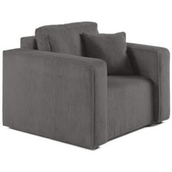 Fauteuil Topaze en Velours Côtelé Gris