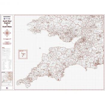 Matte Paper South West & South Wales Postcode District 7 Map – Greyscale Edition