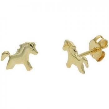 JuwelmaLux Goldene Pferde Ohrstecker für Kinder