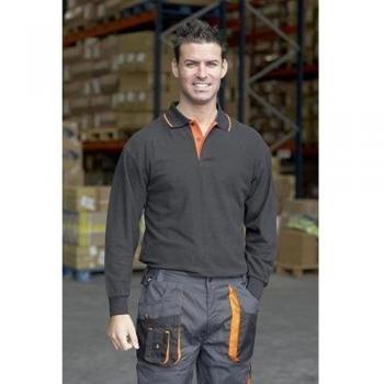 Polo M/Larga Algodón Negro/Naranja M