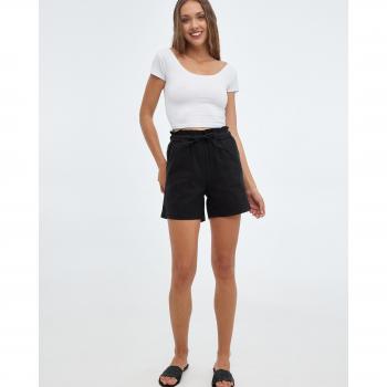 Shorts fluidos de tiro alto con cintura elástica y cinturón de tela (INSIDE)