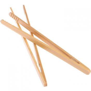 2Pcs Bamboo Barbecue Tongs
