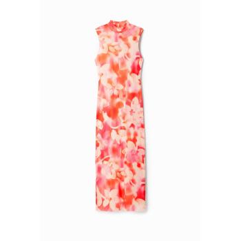 Robe midi fleuri en tulle rouge femme XS