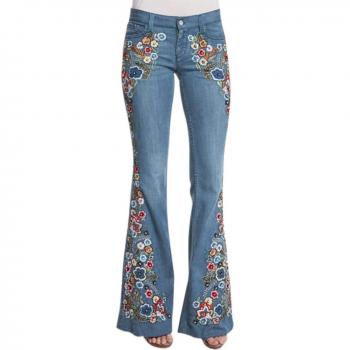 Pantalon flare brodé pour l'automne-hiver