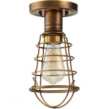 Plafoniera Industrial Nordica Mixon Acciaio Ottone Anticato 1 Luce E27
