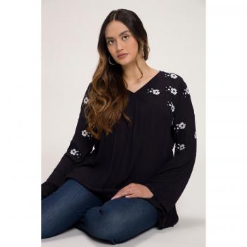 Tunica Donna Blu Fiori Ricamati 48/50 Ulla Popken