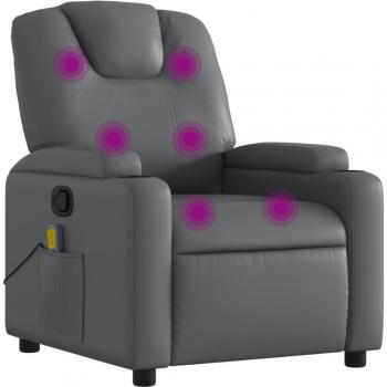 VidaXL Grey Faux Leather Massage Recliner Chair