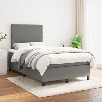 Lit box spring avec matelas en tissu gris foncé 120x200 cm