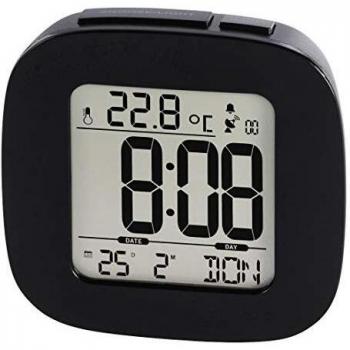 Reloj Despertador Hama RC 45, LCD, 2 pilas, 12/24h, Alarma de velocidad, Color Negro