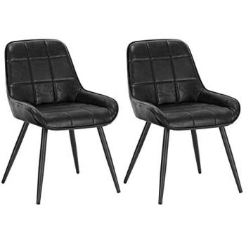 Set of 2 Faux Leather Metal Leg Dining Chairs