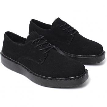 Zapatos de Negocios Chekich para Hombre, Ante Negro, Cuero Sintético, Suela Casual, Con Cordones CH003