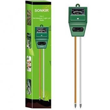 Sonkir pHmetro per Suolo, Kit di Attrezzi da Giardinaggio per Misurare Umidità, Luce e pH del Suolo, Ottimo per la Cura delle Piante in Giardino, Prato e Fattoria