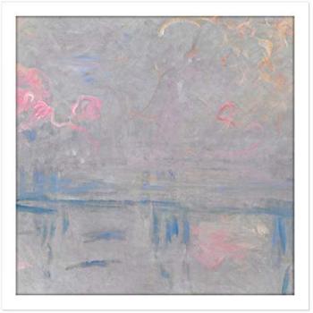 Monet's Charing Cross Bridge – 16x16 Square Wall Art, White Frame
