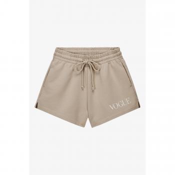 Pantaloncini VOGUE beige con strisce e logo ricamato