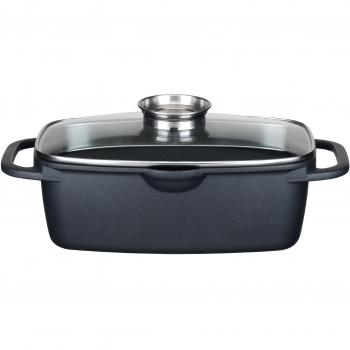 GSW Universalbräter mit Aroma-Glasdeckel und Grillboden, 33 x 21 cm / 6 Liter