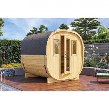 Conrad Fichte Halbglas I‑Form Holzsauna – Gartensauna Massivholz