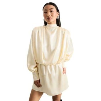 Extreme Shoulder Draped Mini Dress in Cream – Warehouse (10)