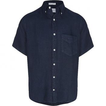 GANT Regular Fit Leinenhemd Dunkelblau 1/2-Arm XL