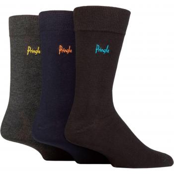 Men’s 3‑Pair Pringle Bamboo Plain Socks – Black/Navy/Gray