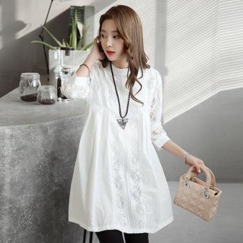 Loose White Lace Maternity Blouse for Spring and Summer