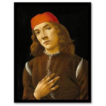 Artery8 Botticelli Youth Portrait – Retro Framed Print, Black, A4