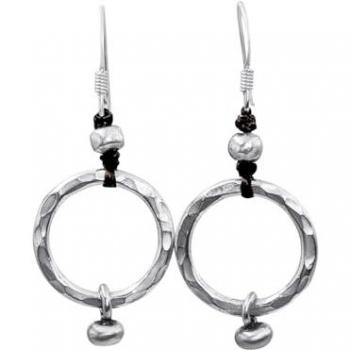 Open Circle Hill Tribe Silver Hammered Dangles