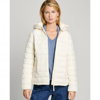 Plumífero acolchado de mujer con capucha desmontable Pepe Jeans Ammy Short blanco