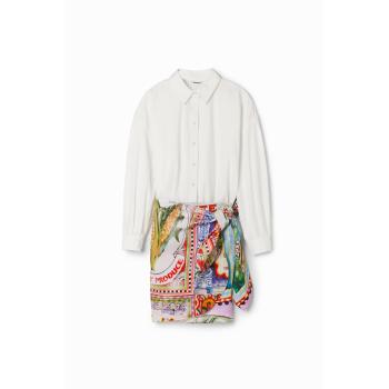 Desigual Híbrido Stella Jean – Vestido de Algodón S con Postales
