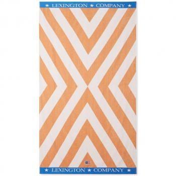 Serviette de plage Velours Coton Geo Graphic 100x180 cm Beige-Blanc-Bleu