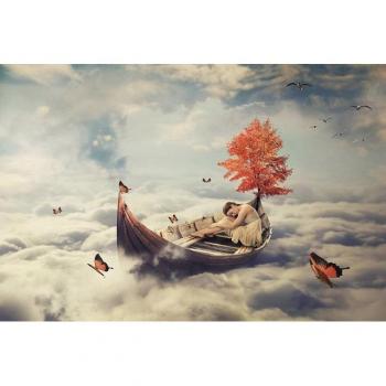 Papermoon Fototapete »Schmetterlinge im herbstlichen Wolkenmeer«