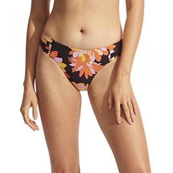 Seafolly Damen Bikini-Unterteil Palm Springs Schwarz 38 mit Rüschen und mittlerer Abdeckung
