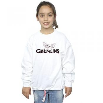 Gremlin Girl’s Logo Line Sweatshirt, White – 3‑4 yrs
