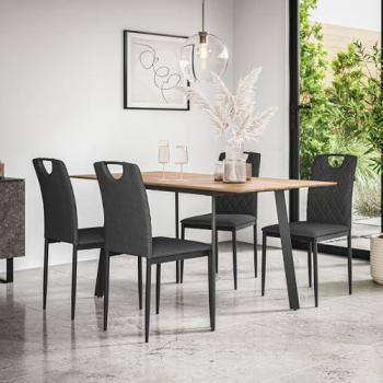 Haydon Charcoal Monza Linen Dining Chair Set with Oak Effect Table