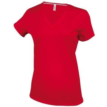 Short-Sleeve V-Neck Women's Tee – Kariban Red, Size 2XL