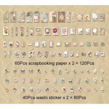 200 autocollants vintage de fleurs et plantes pour scrapbooking et journal intime