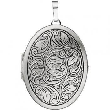 Medaillon oval 925 Sterling Silber mattiert geschwärzt Anhänger zum Öffnen (teilgeschwärzt)