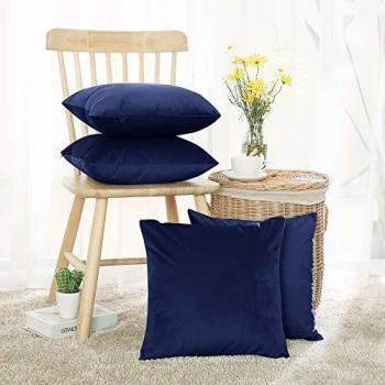 Dining Chair & Sofa Cushion Covers – Navy Velvet, 4-Set, 45cm square
