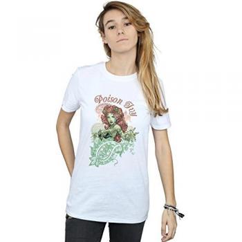 Top T-shirt Poison Ivy Lady, Brocart en Blanc, Coton Confort, S