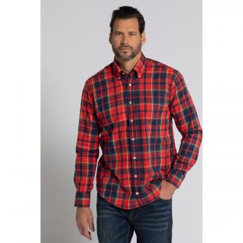 Red Plus Size Check Shirt for Men, L, Cotton, JP1880