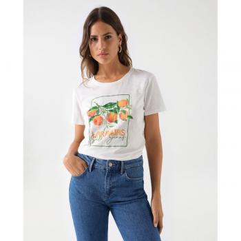 Blusa de Manga Corta con Motivo Florado
