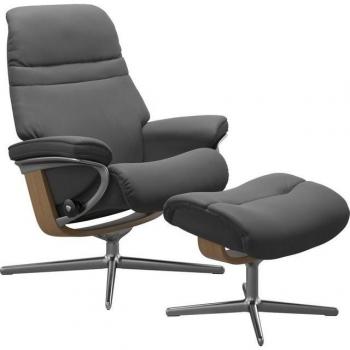 Stressless® Relaxsessel Morgensonne, (Set, Relaxsessel mit Hocker), mit Hocker, mit Cross Base, Größe S, M & L, Holzakzent Eiche