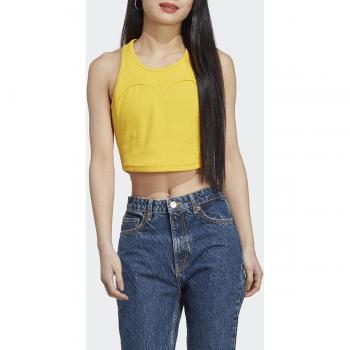 Adidas Women's Long Ribbed Tank in Yellow